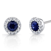 18K White Gold Sapphire and Diamond Stud Earrings