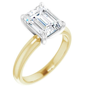 18K Yellow Gold 2.79 Carats Lab-Grown Emerald Cut Diamond Solitaire Engagement Ring