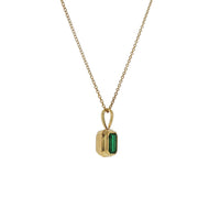 Pre-Owned 18K Yellow Gold Bezel Set Emerald Necklace