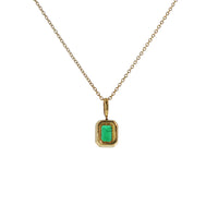 Pre-Owned 18K Yellow Gold Bezel Set Emerald Necklace