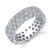 18K White Gold 3-Row Round Diamond Eternity Band