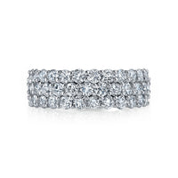 18K White Gold 3-Row Round Diamond Eternity Band