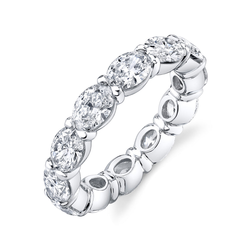 Platinum Eternity Band with Oval Cut Shared Prong Diamonds - NAGI
