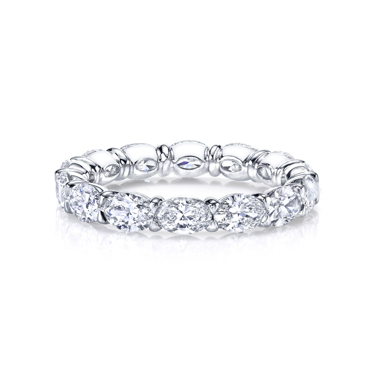 Platinum Eternity Band with Oval Cut Shared Prong Diamonds - NAGI