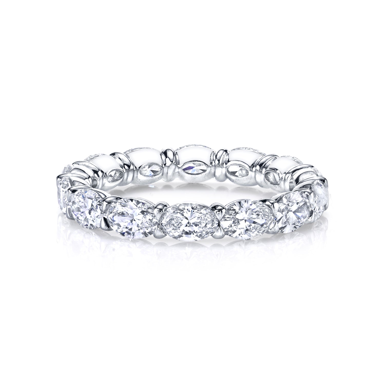 Platinum Eternity Band with Oval Cut Shared Prong Diamonds - NAGI