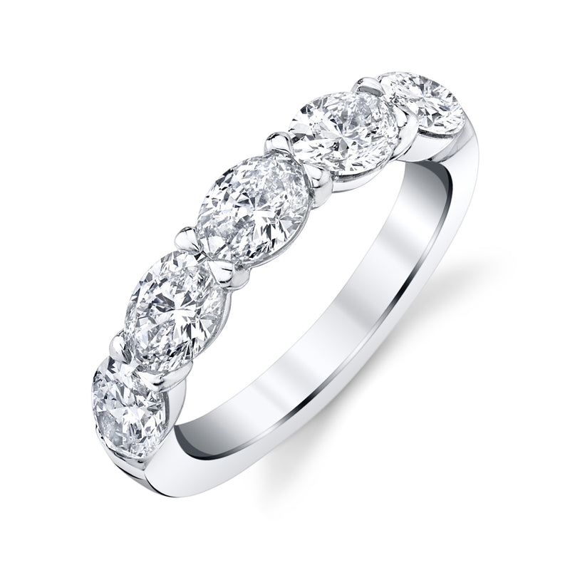 Platinum Shared Prong East/West Oval Diamond Band - NAGI