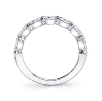 Platinum Shared Prong East/West Oval Diamond Band - NAGI