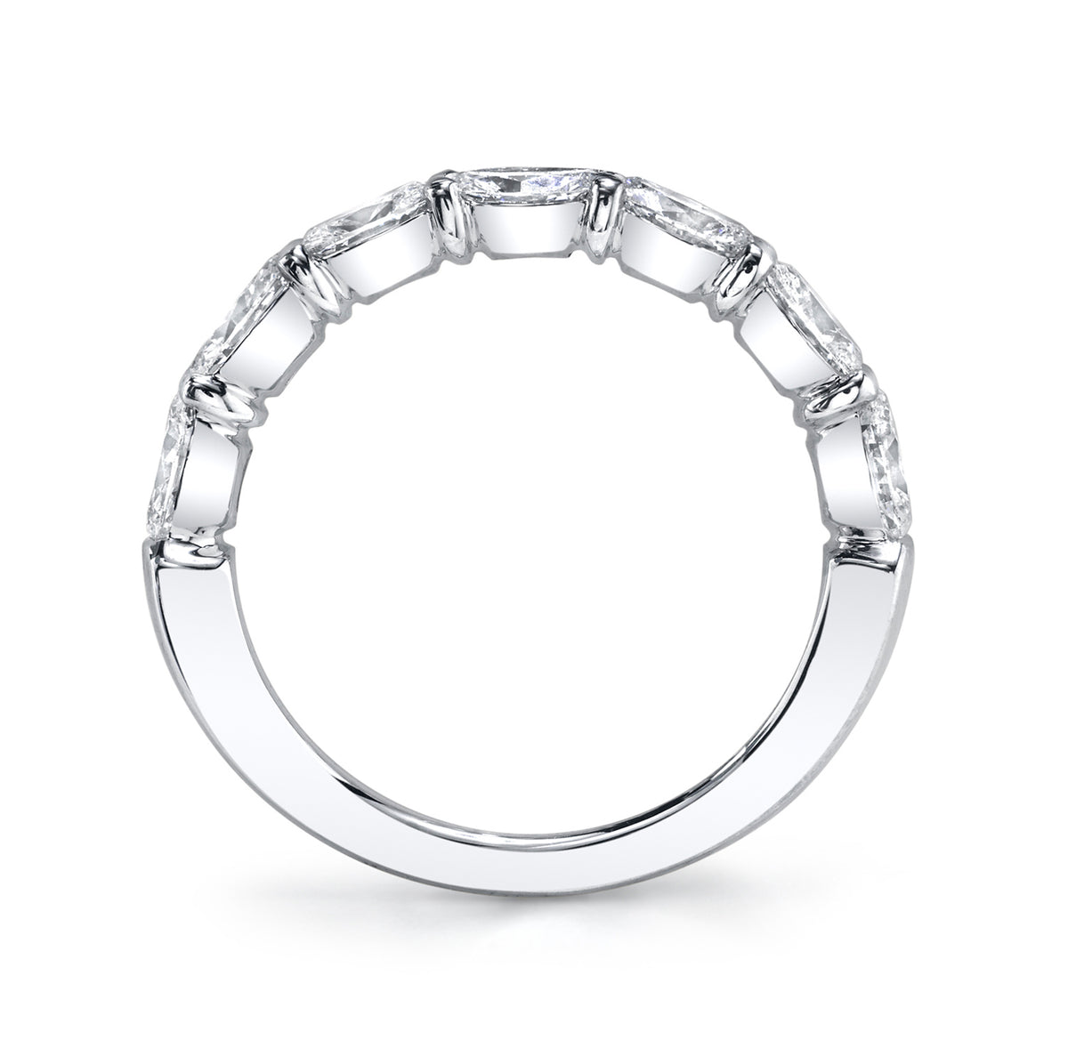 Platinum Shared Prong East/West Oval Diamond Band - NAGI