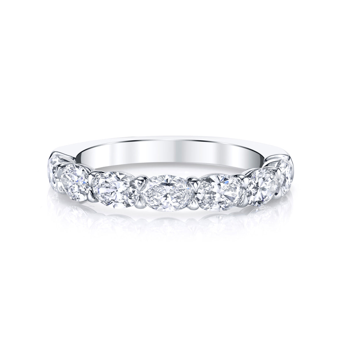 Platinum Shared Prong East/West Oval Diamond Band - NAGI