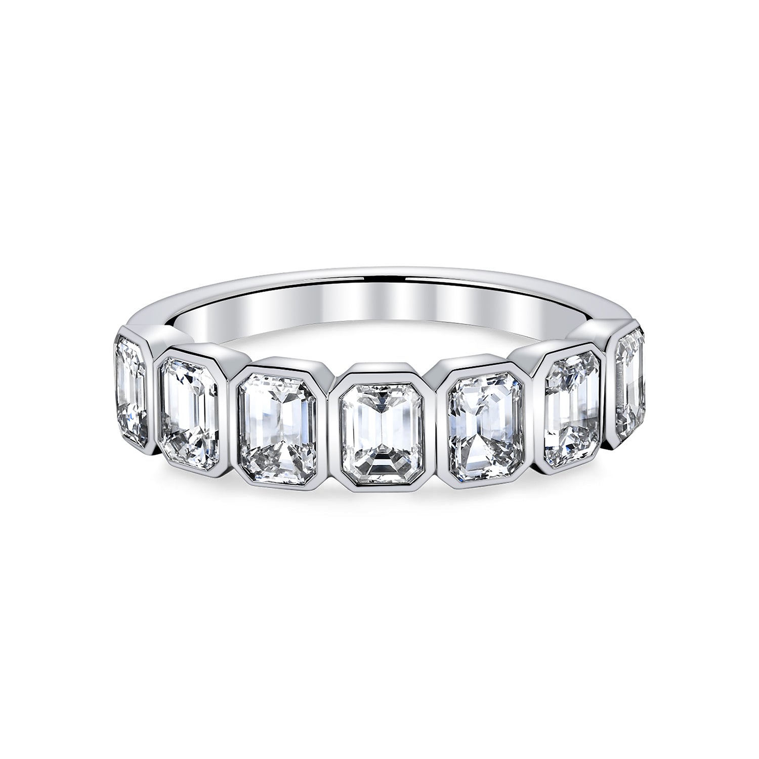 Platinum 7-Stone Emerald Cut Diamond Band
