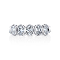 18K White Gold Oval Cut Bezel Set Diamond Band - NAGI
