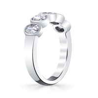 18K White Gold Oval Cut Bezel Set Diamond Band - NAGI