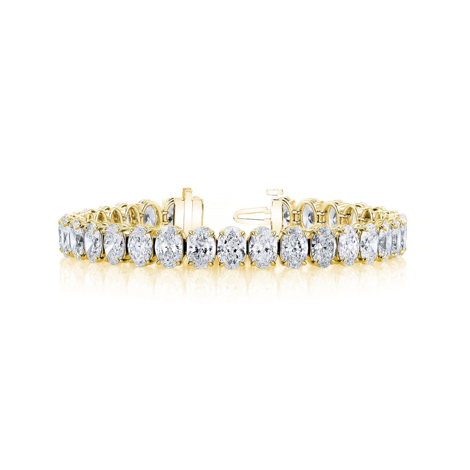 18K Yellow Gold Oval Cut Diamond Tennis Bracelet - NAGI