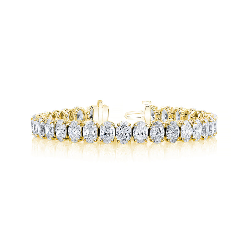 18K Yellow Gold Oval Cut Diamond Tennis Bracelet - NAGI
