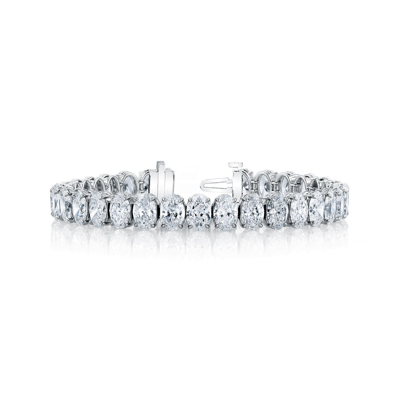 Platinum Oval Cut Diamond Tennis Bracelet - NAGI