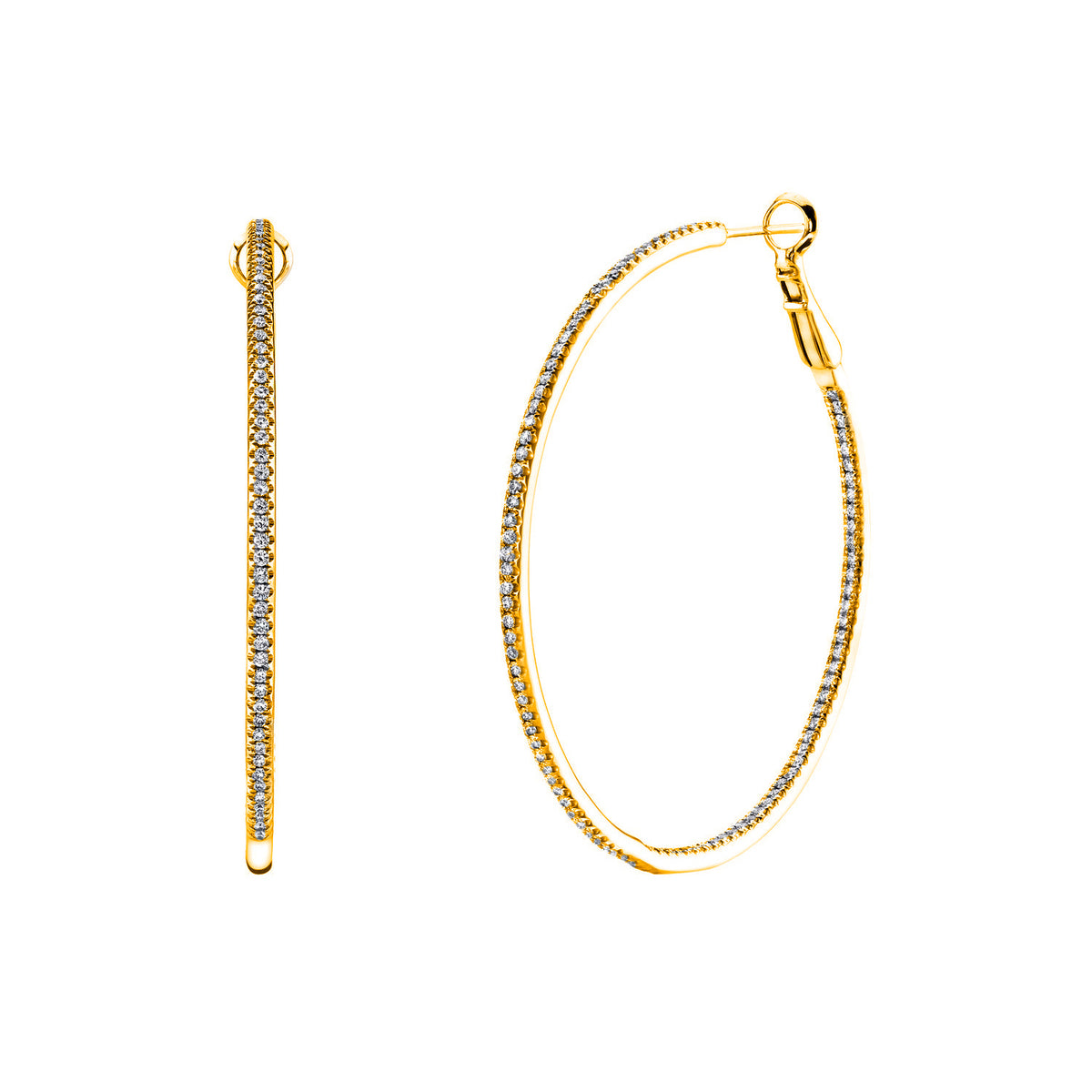 18K Yellow Gold Micro Set Small Diamond Hoop Earrings - NAGI
