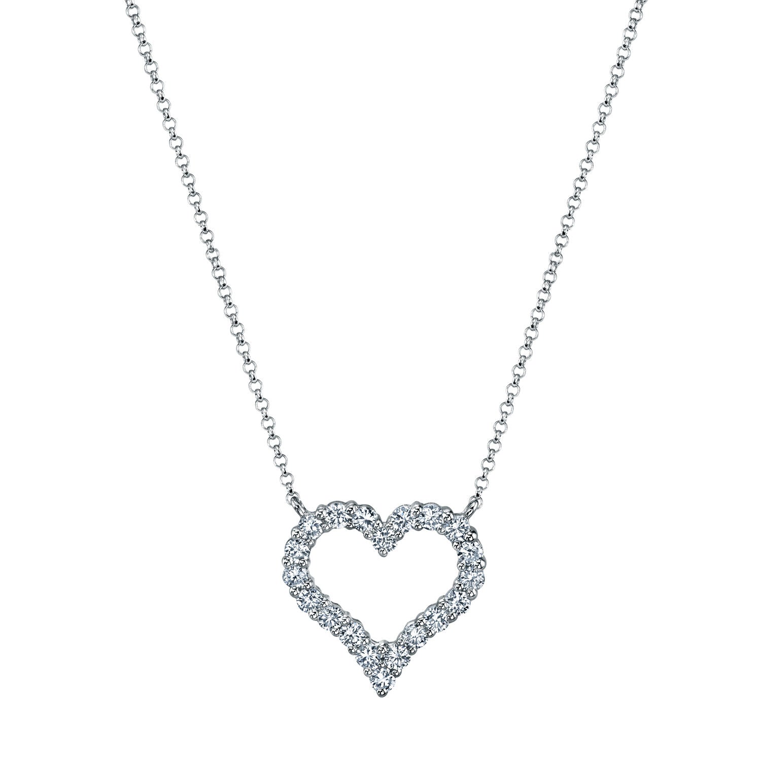 Platinum Open Heart Diamond Necklace