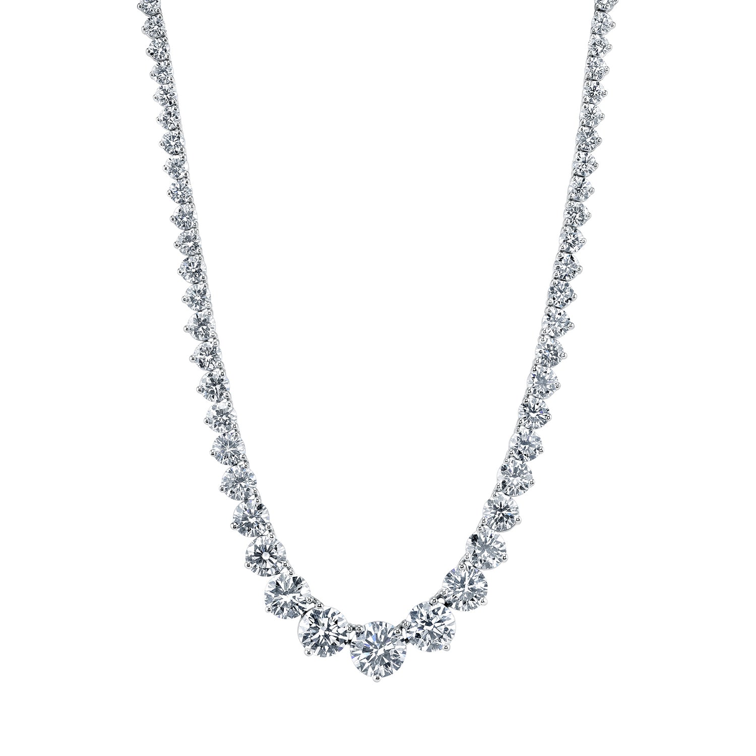 Platinum Riviera Diamond Tennis Necklace 12.75 Carats Total