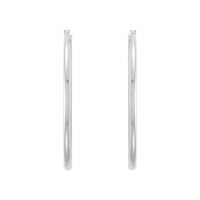 14K White Gold 3x50MM Hoop Earrings