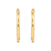 14K Yellow Gold 3x30MM Hoop Earrings