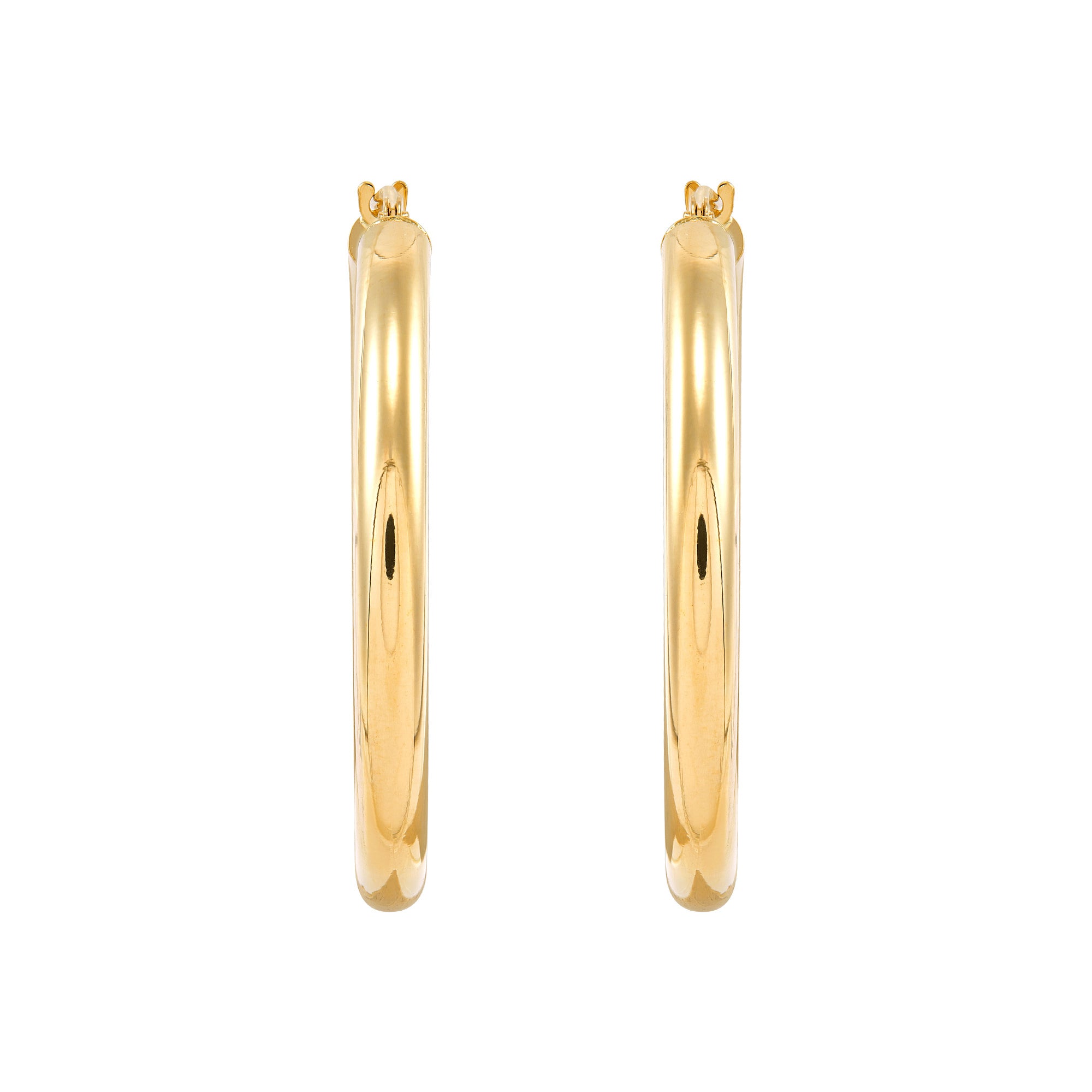14K Yellow Gold 3x30MM Hoop Earrings