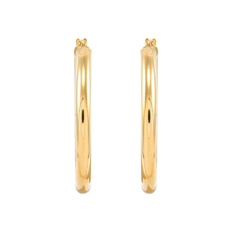 14K Yellow Gold 3x30MM Hoop Earrings