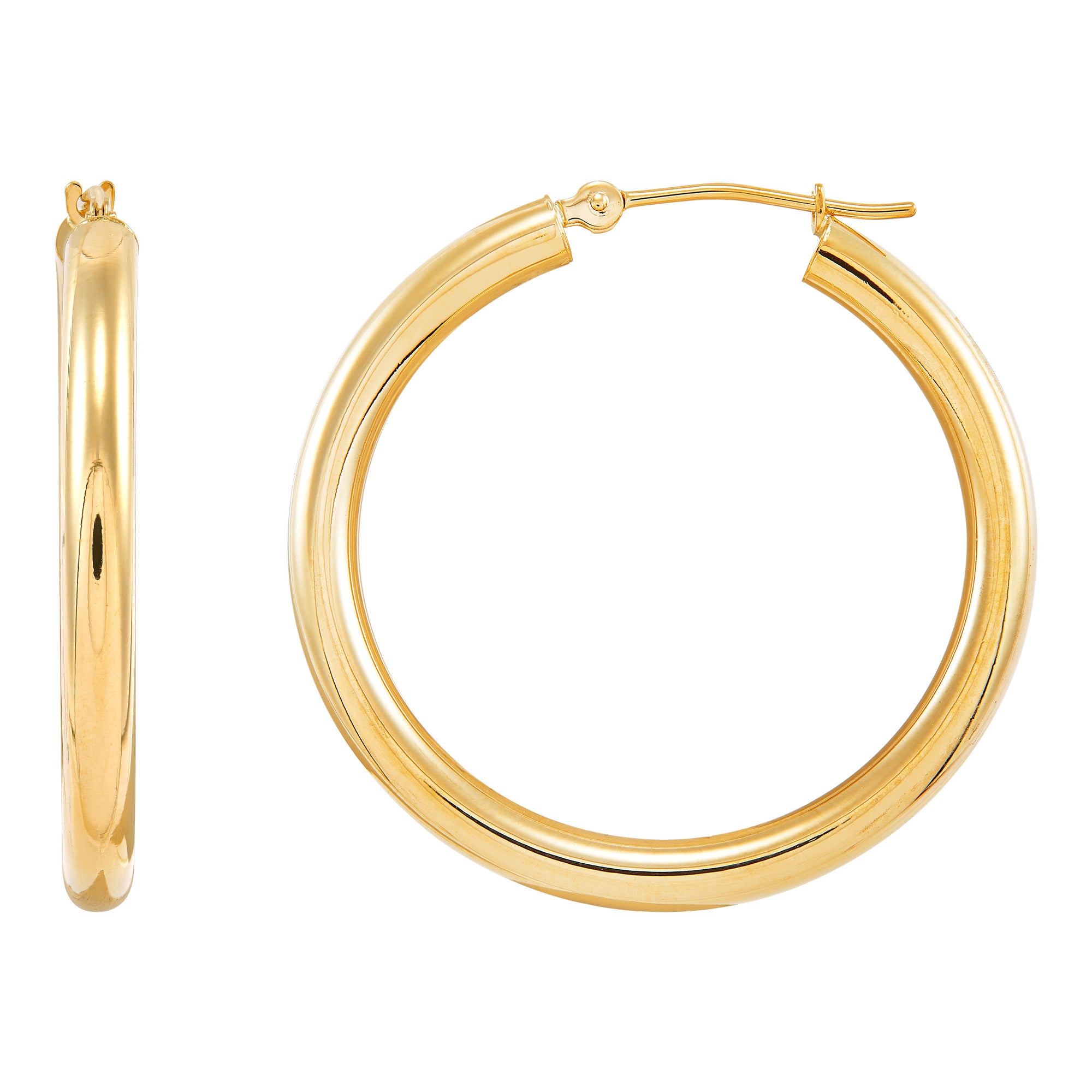 14K Yellow Gold 3x30MM Hoop Earrings