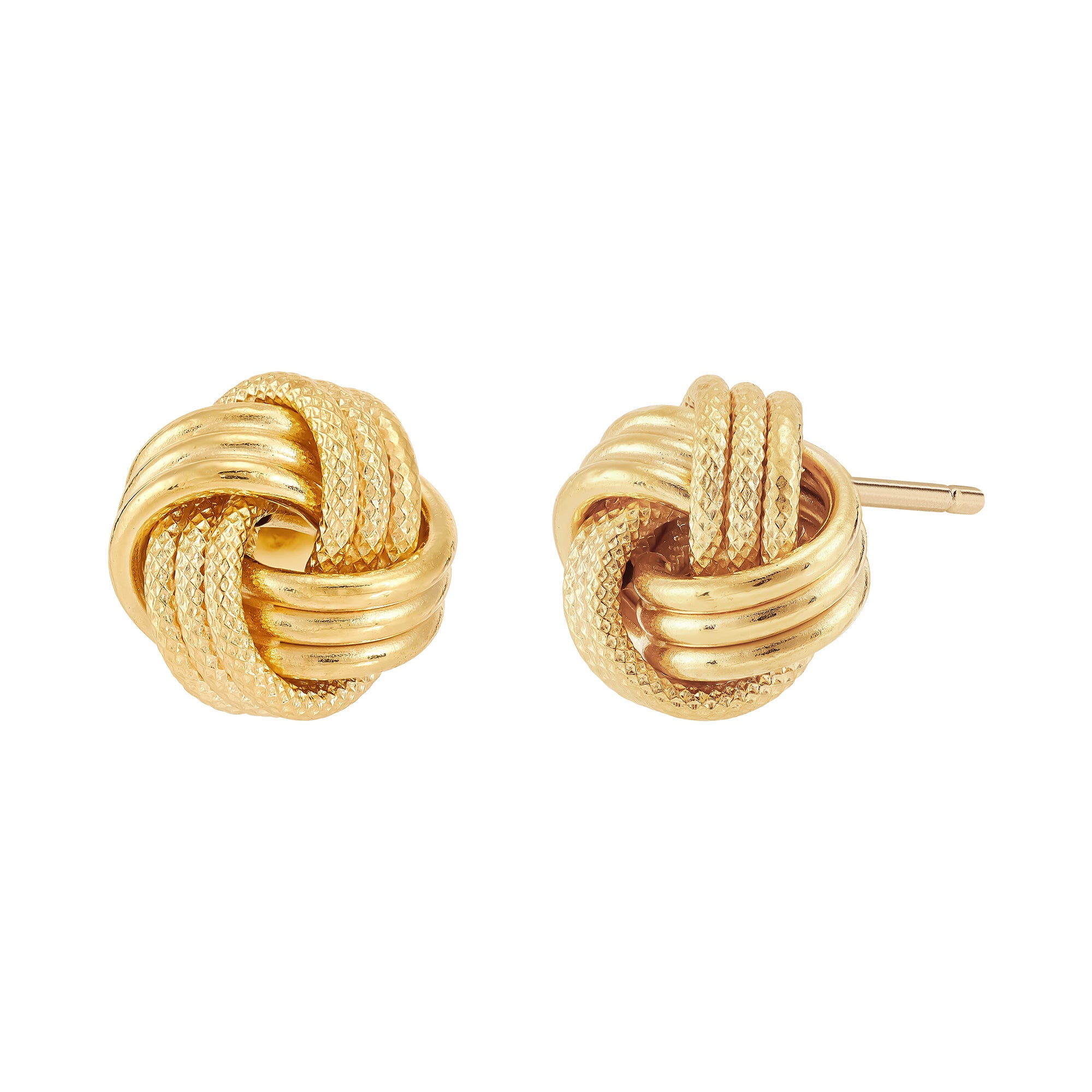 14K Yellow Gold Love Knot Stud Earrings
