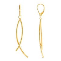 14K Yellow Gold Curved Bar Dangle Earrings