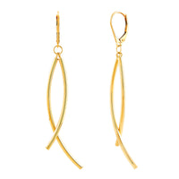 14K Yellow Gold Curved Bar Dangle Earrings