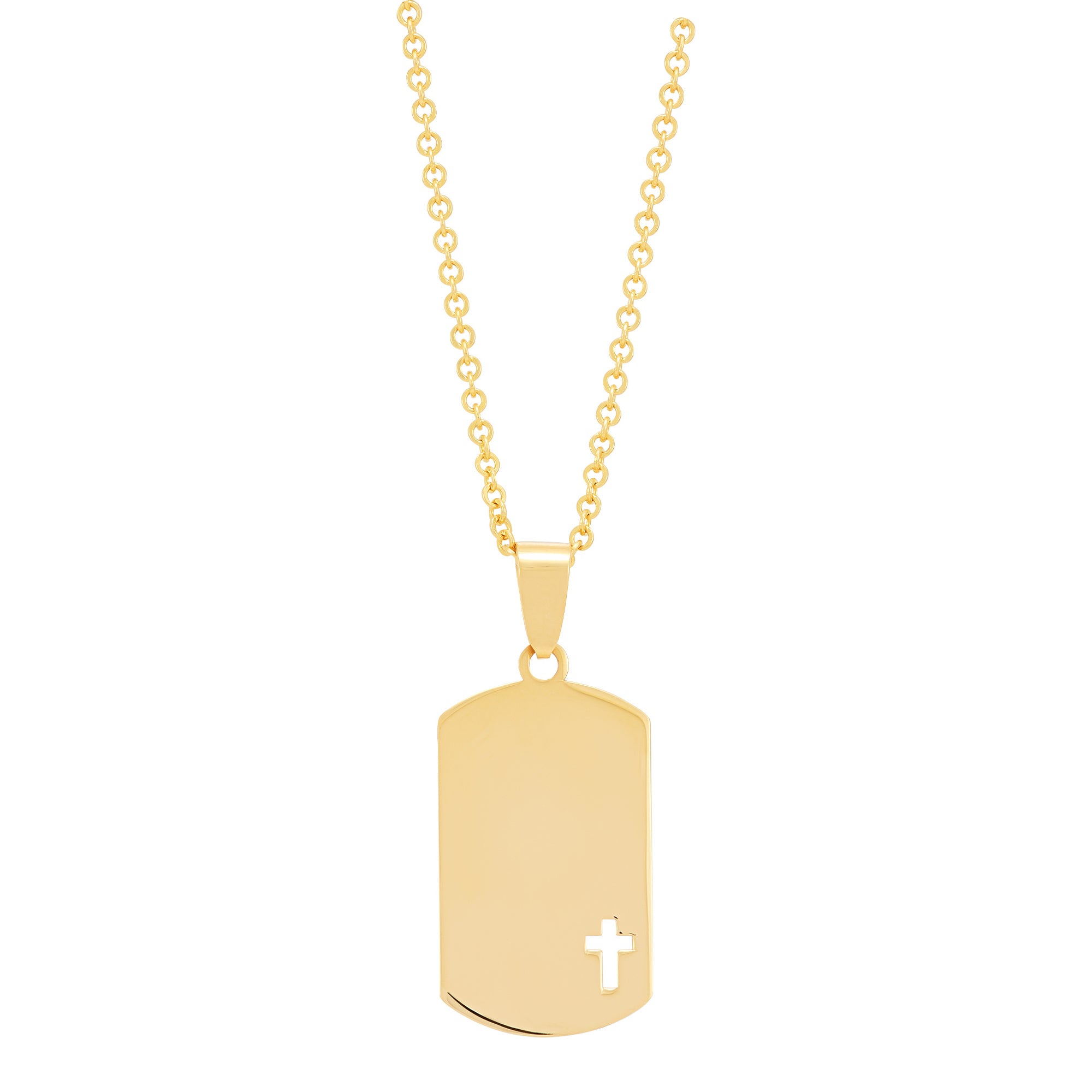 14K Yellow Gold Dog Tag Necklace - NAGI