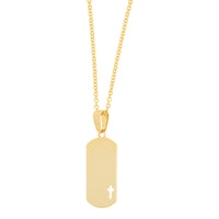 14K Yellow Gold Dog Tag Necklace - NAGI