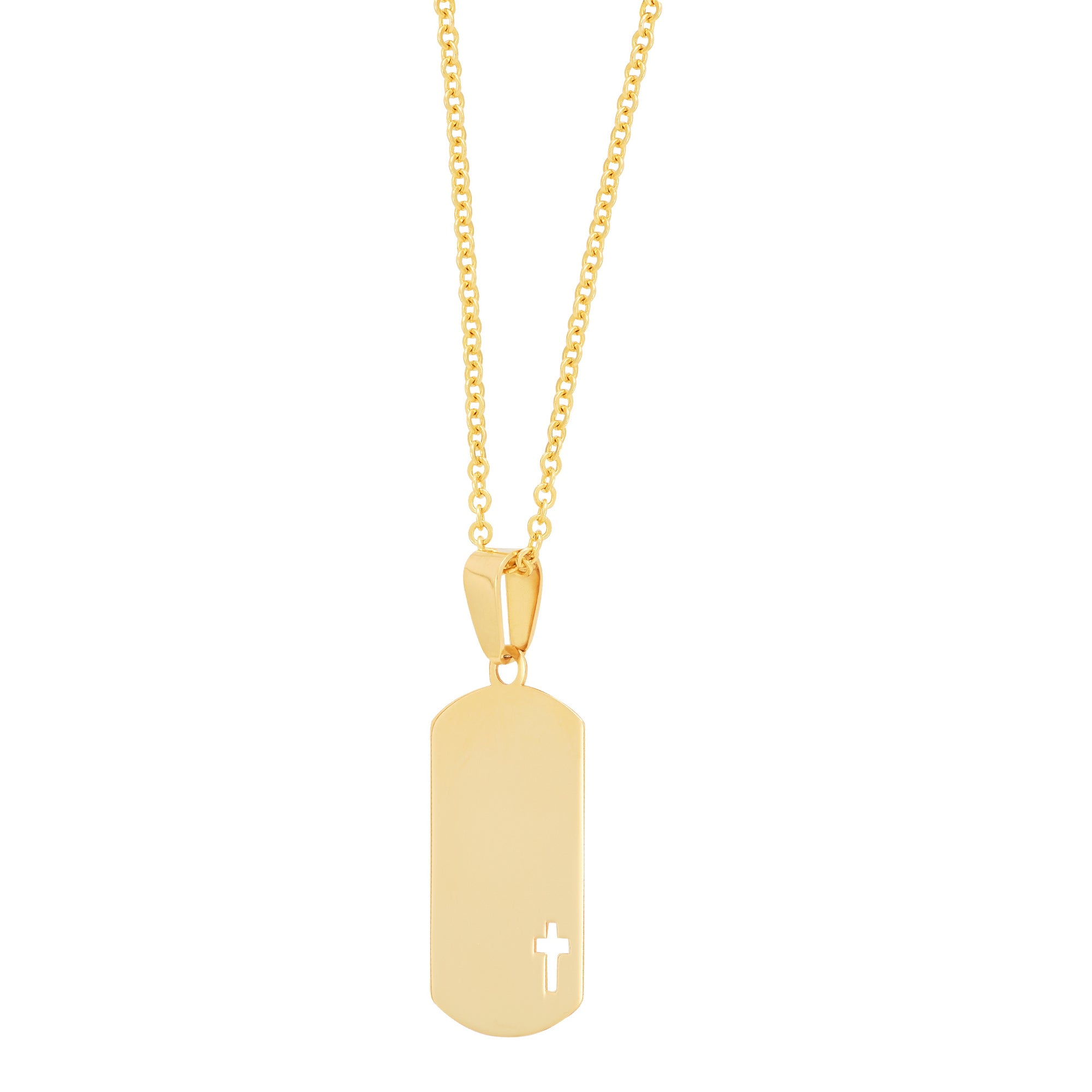 14K Yellow Gold Dog Tag Necklace - NAGI