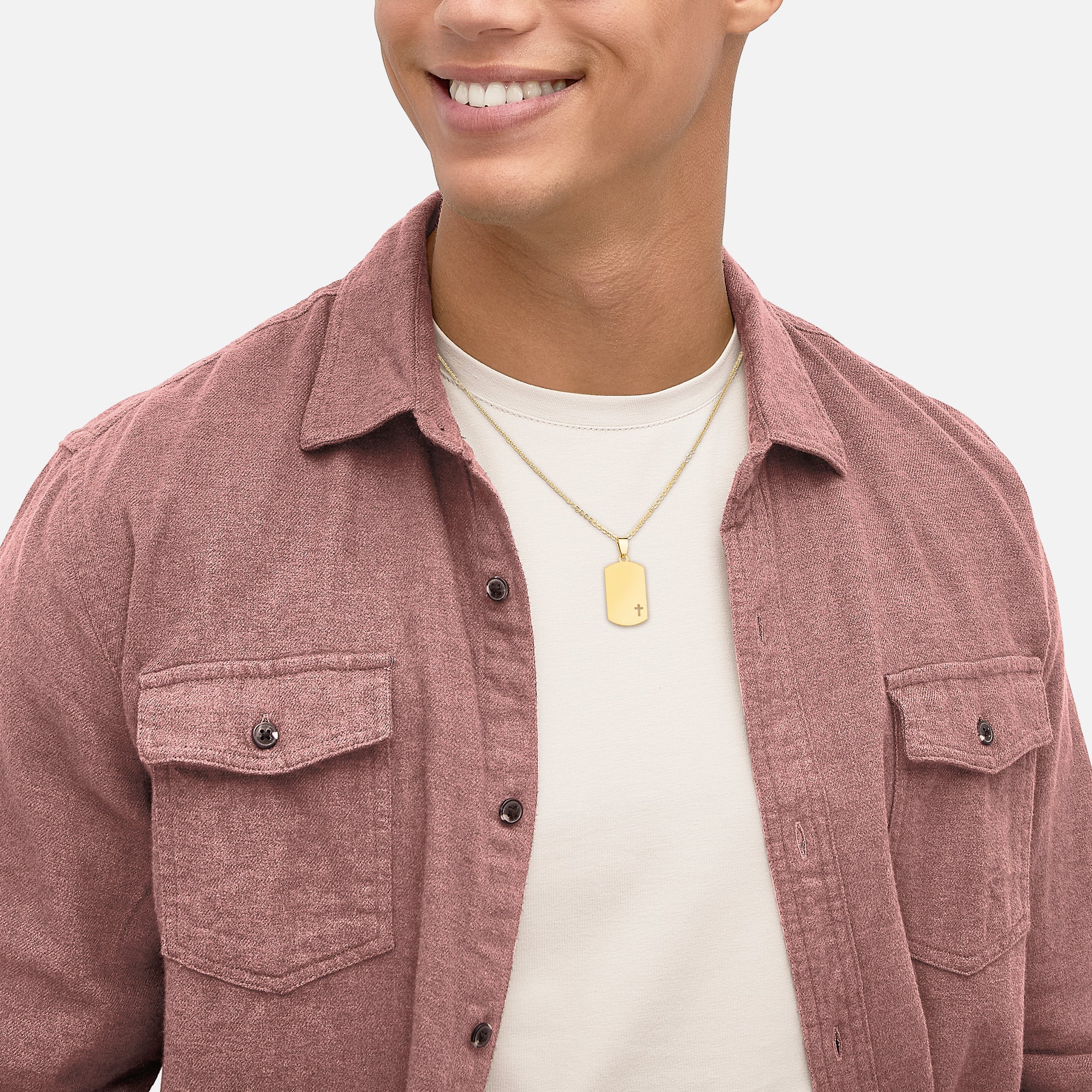 14K Yellow Gold Dog Tag Necklace - NAGI