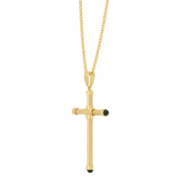 14K Yellow Gold  Tube Cross with Onyx Necklace