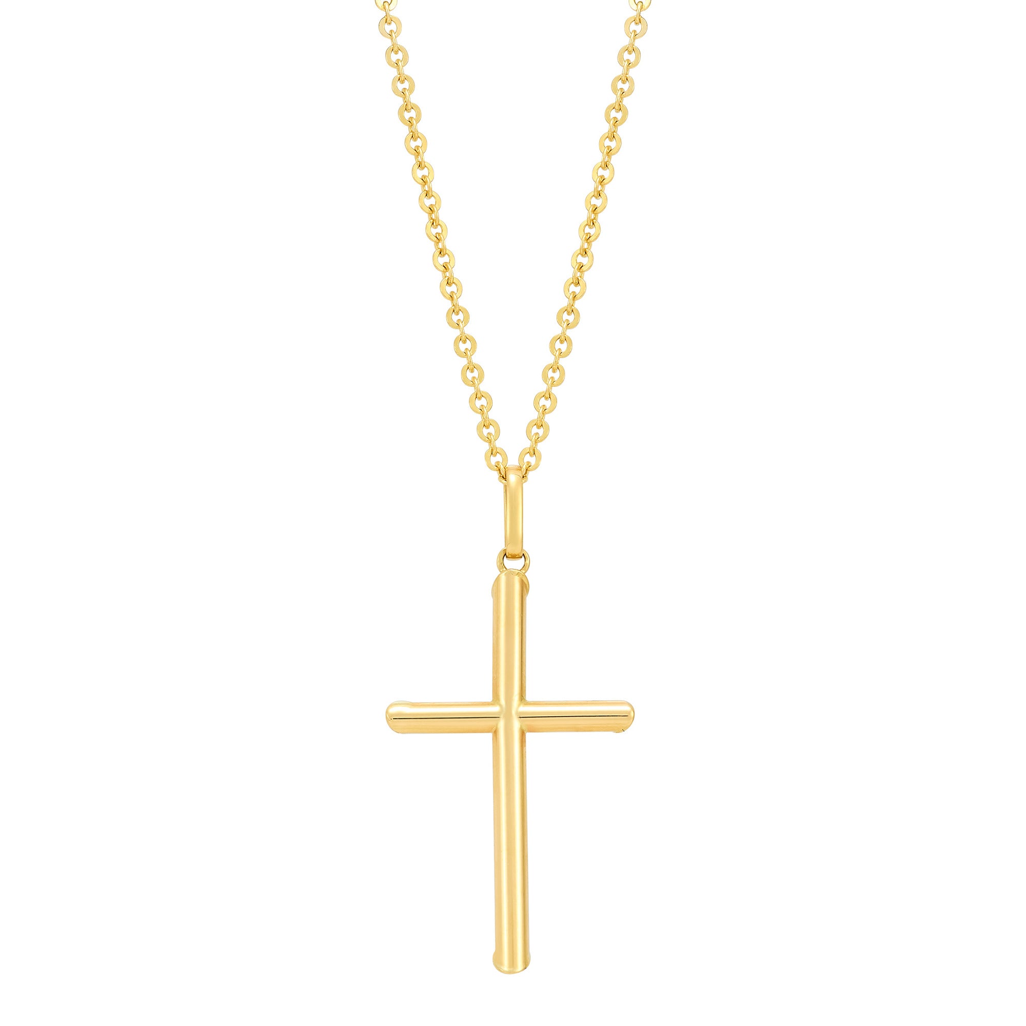 14K Yellow Gold Cross on a Forzatina Chain
