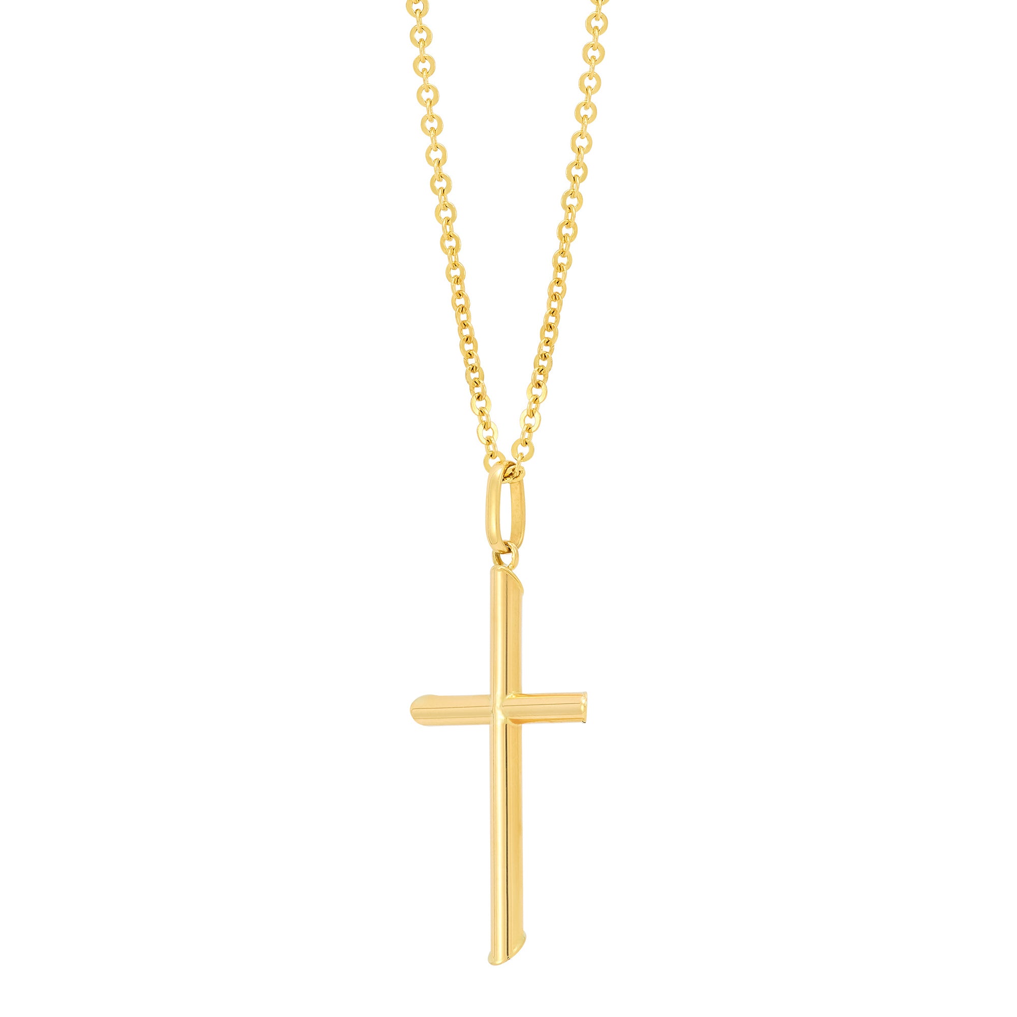 14K Yellow Gold Cross on a Forzatina Chain