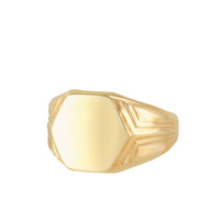 14K Yellow Gold Gents Hexagon Signet Ring