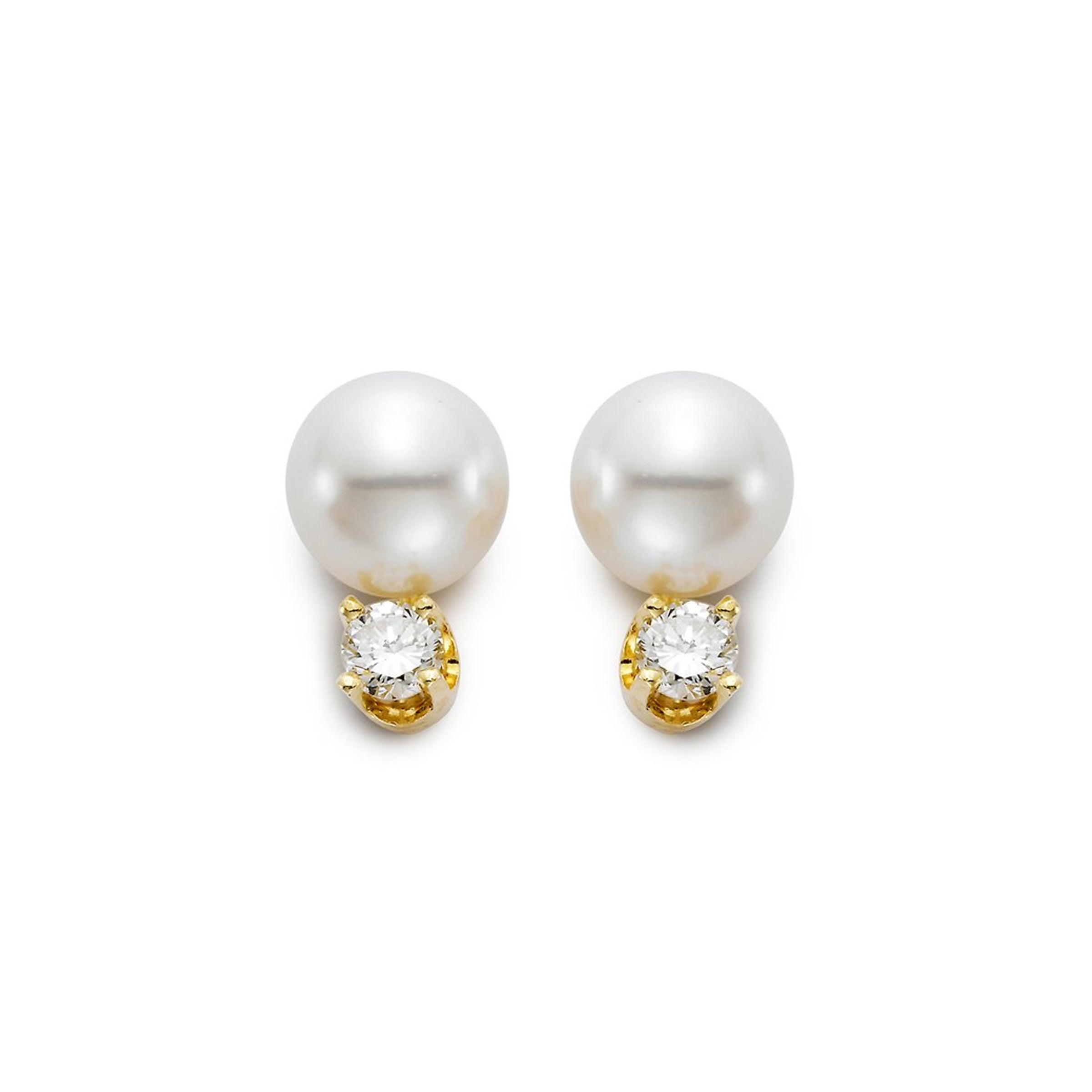 Mastoloni 18K Yellow Gold Diamond Pearl Stud Earrings