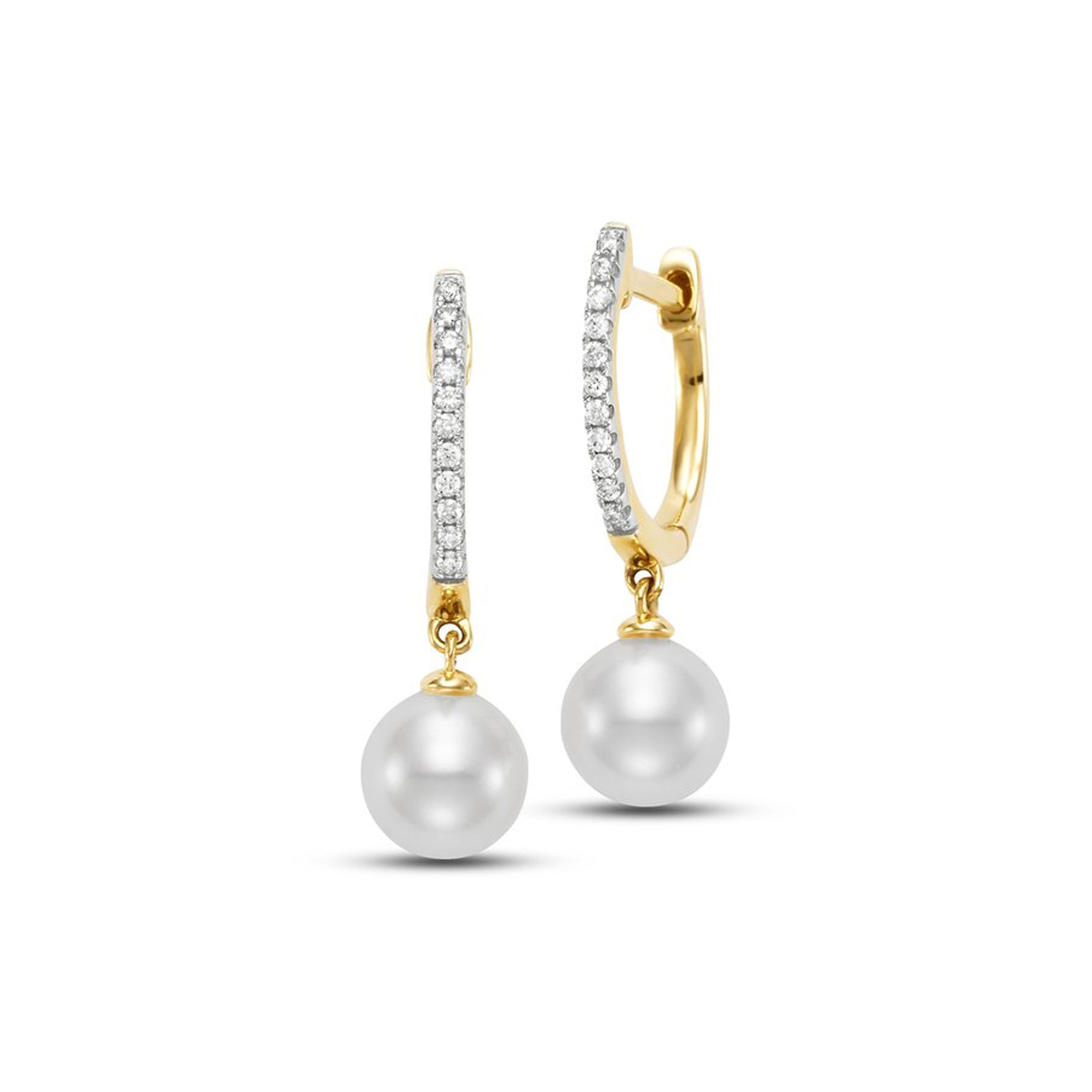 Mastoloni 14K Yellow Gold White Pearl & Diamond Earrings