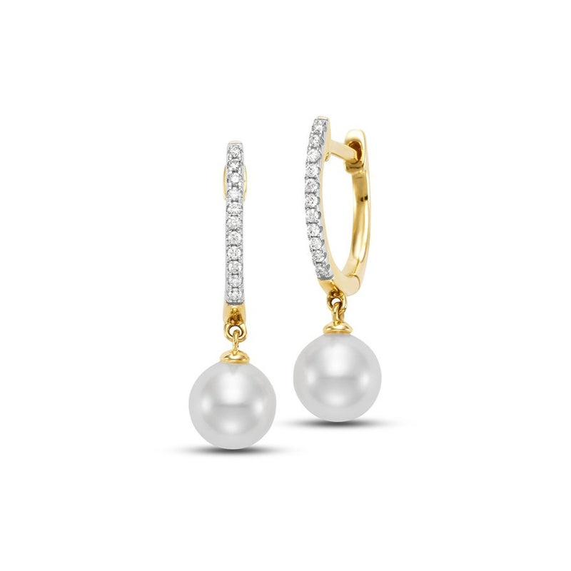 Mastoloni 14K Yellow Gold White Pearl & Diamond Earrings
