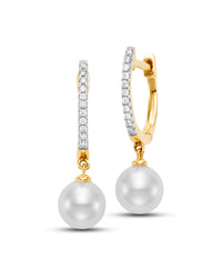 Mastoloni 14K Yellow Gold White Pearl & Diamond Earrings