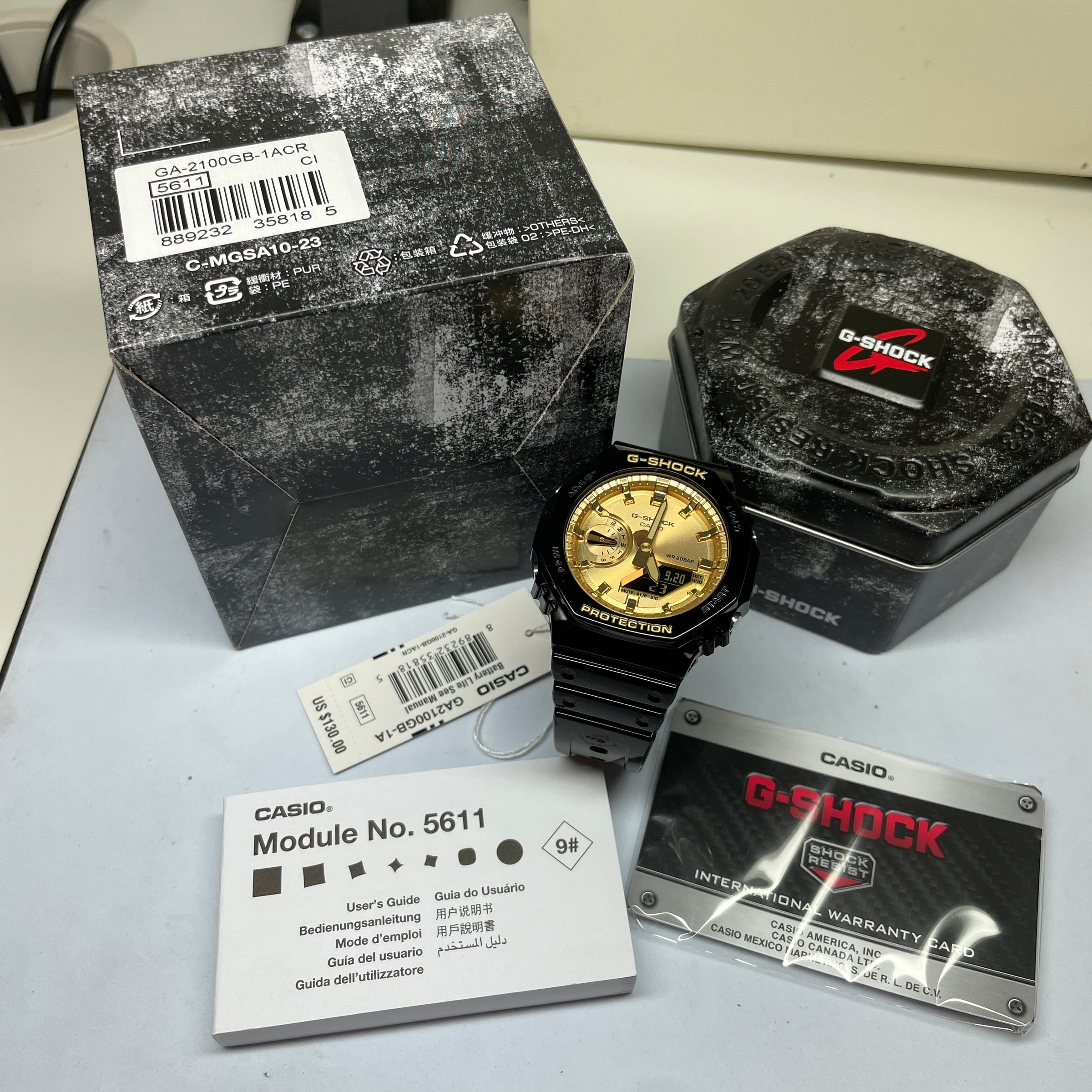Casio G-Shock Black CasiOak Gold Metallic Glossy Watch GA2100GB-1A – NAGI | Quarzuhren