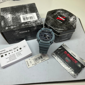 Casio G-Shock Blue Gunmetal Grey Tone Carbon CasiOak Protector Pack GA2100PT-2A