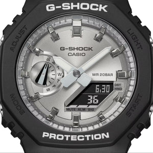 Casio G-Shock Black CasiOak Silver Metallic Matte Watch GA2100SB-1A