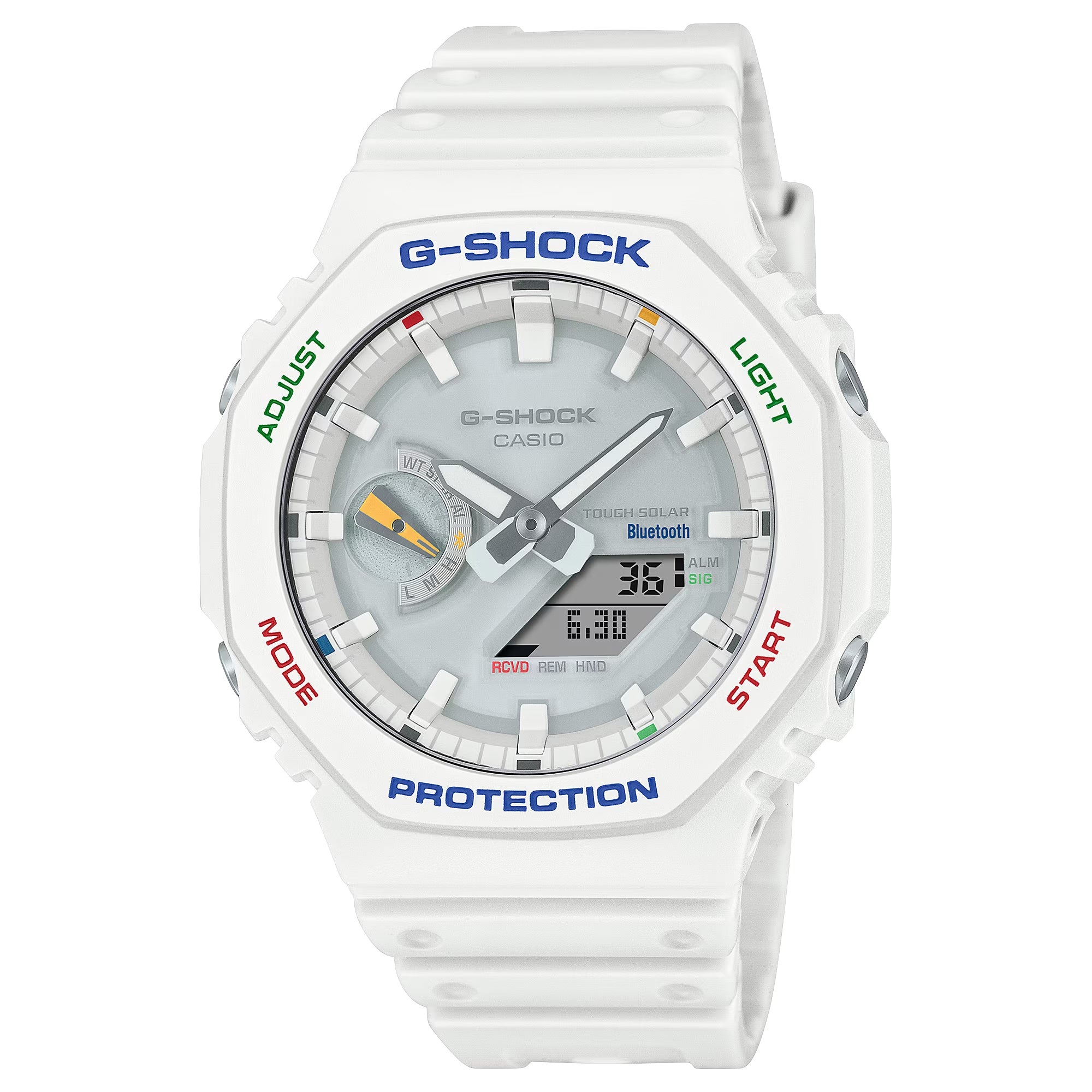 Casio G-Shock White Multi-Color Solar Bluetooth 2100 CasiOak