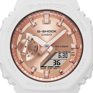 Casio G-Shock GMAS2100 “Mini CasiOak” White Pink Metallic Gold Watch GMAS2100M-7A