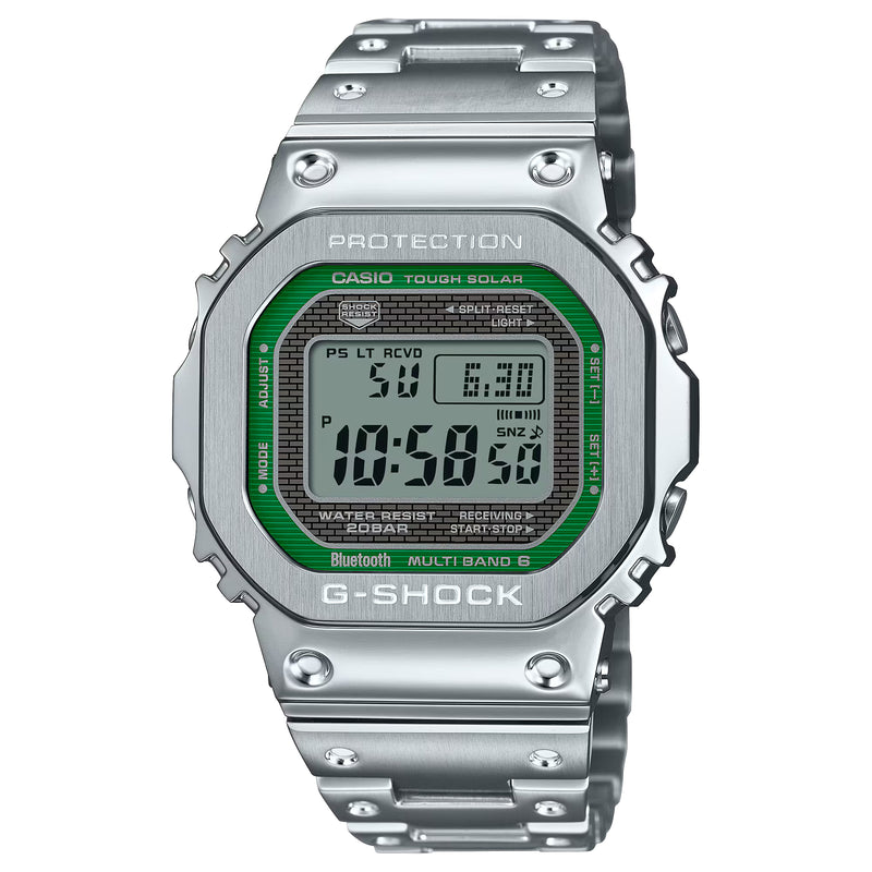 CASIO G-SHOCK GMWB5000D-3 Bluetooth Green Full Metal Solar Square Watch Steel