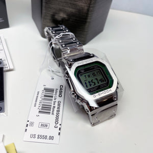 CASIO G-SHOCK GMWB5000D-3 Bluetooth Green Full Metal Solar Square Watch Steel