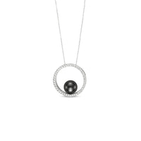 Mastoloni 14K White Gold Black Tahitian Diamond Necklace